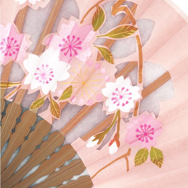 【化粧箱】透かし彫り 京扇子 和紙絹 マロン染 デコラ 桜セット ピンク (Es80) |  | 04