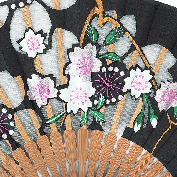【化粧箱】透かし彫り 京扇子 和紙絹 マロン染 デコラ 桜セット 黒 (Es81) |  | 02
