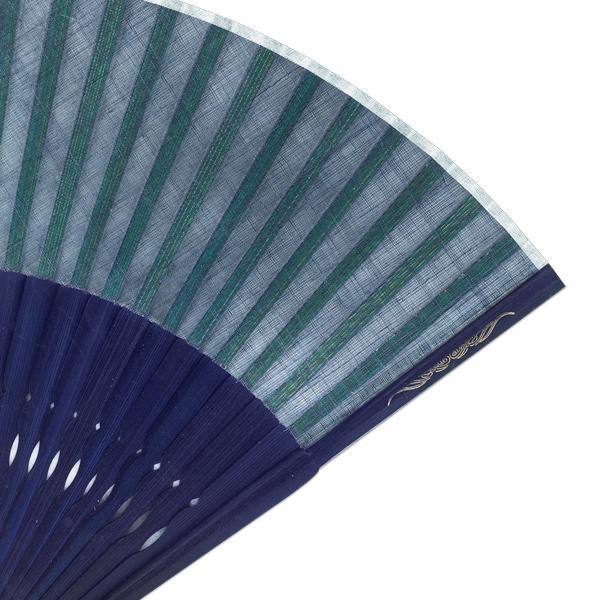 【桐箱】親骨箔押しピーニャ扇子 女性用布扇子セット/青濃淡(Es85) |  | 01