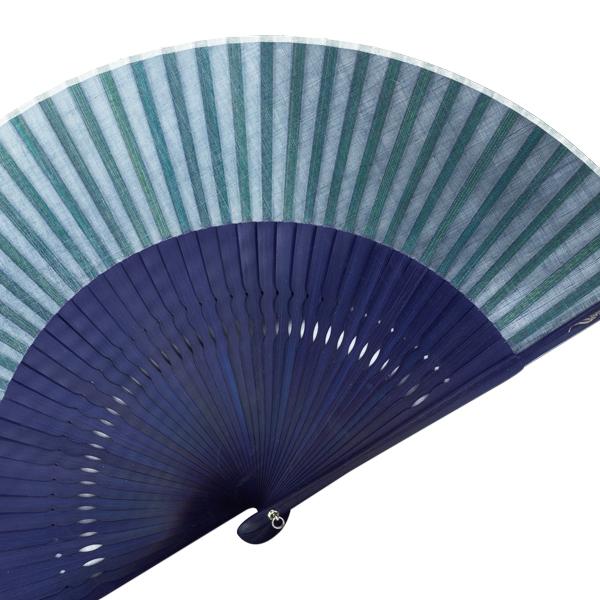 【桐箱】親骨箔押しピーニャ扇子 女性用布扇子セット/青濃淡(Es85) |  | 03