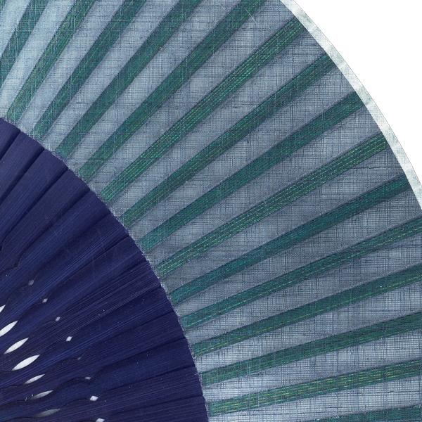 【桐箱】親骨箔押しピーニャ扇子 女性用布扇子セット/青濃淡(Es85) |  | 08