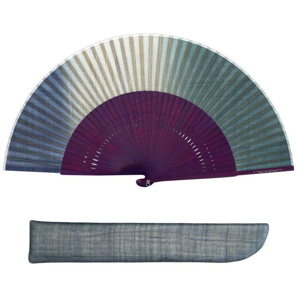 【桐箱】親骨箔押しピーニャ扇子 女性用布扇子セット/紫染骨(Es86) | 