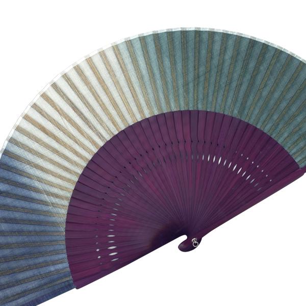 【桐箱】親骨箔押しピーニャ扇子 女性用布扇子セット/紫染骨(Es86) |  | 02