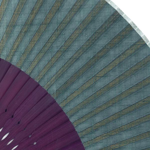 【桐箱】親骨箔押しピーニャ扇子 女性用布扇子セット/紫染骨(Es86) |  | 07