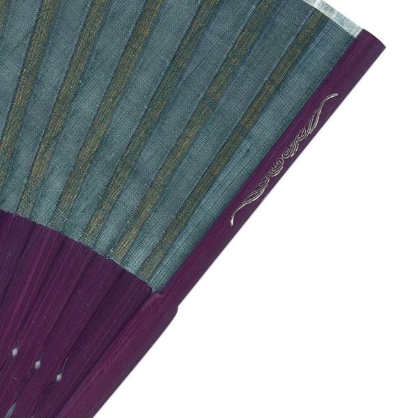 【桐箱】親骨箔押しピーニャ扇子 女性用布扇子セット/紫染骨(Es86) |  | 09