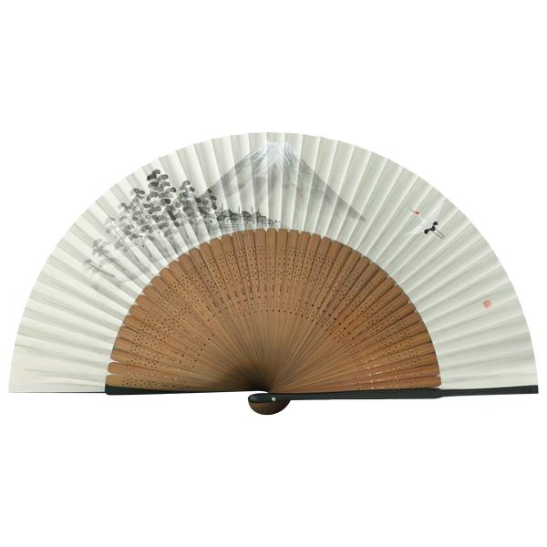 男性用セット扇子 富士山に鶴 手描き京扇子 Fb03 |  | 01