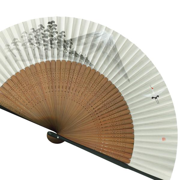 男性用セット扇子 富士山に鶴 手描き京扇子 Fb03 |  | 05