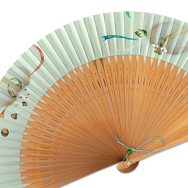 【桐箱】男女兼用京扇子セット 風神雷神　手描き扇子/扇子袋付(Fb12) |  | 03