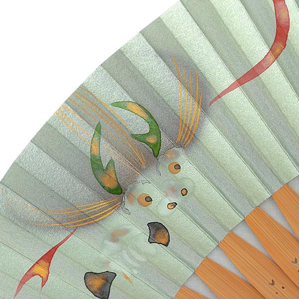 【桐箱】男女兼用京扇子セット 風神雷神　手描き扇子/扇子袋付(Fb12) |  | 05