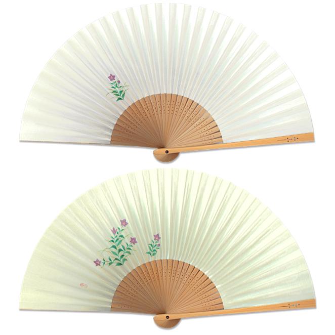 【化粧箱】女性用扇子セット 桔梗 扇子袋付き/手描き京扇子(G03) |  | 01