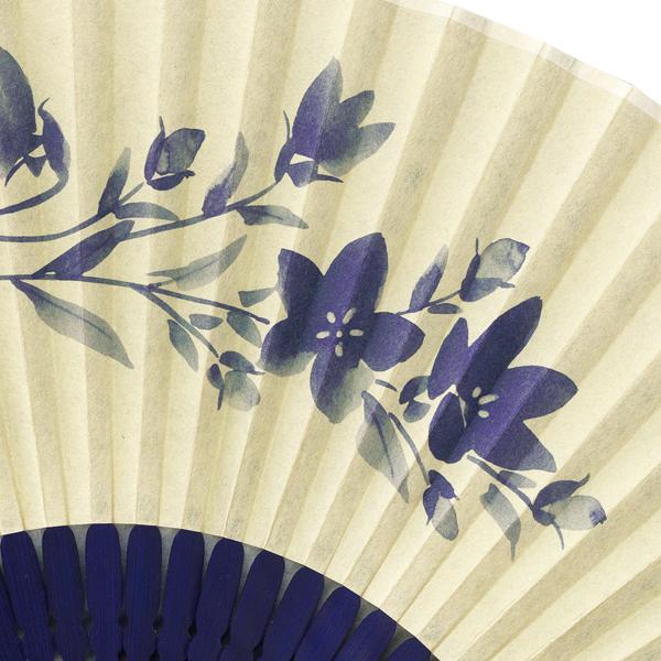【化粧箱】女性用セット紙扇子 紺染骨 片張り 桔梗 G06 |  | 01