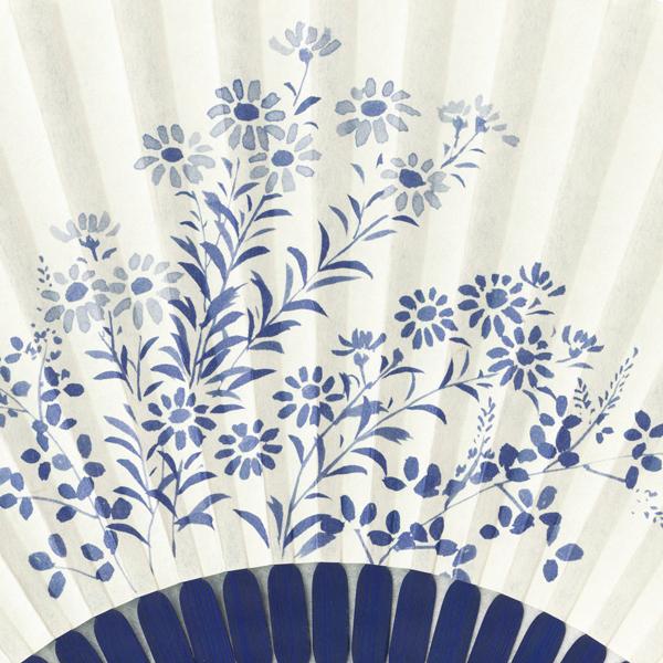 【化粧箱】女性用セット紙扇子 紺染骨 片張り 小菊 G07 |  | 03