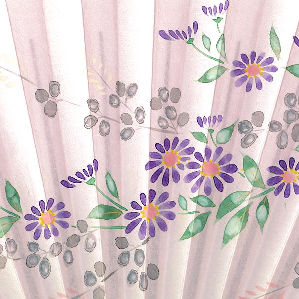 【化粧箱】女性用セット京扇子 雲龍和紙 手描き 小菊 扇子袋 付き(G09) |  | 04