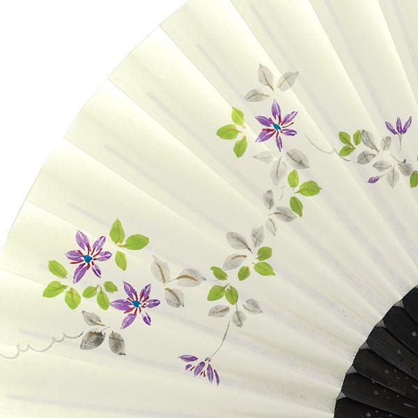 【化粧箱】女性用扇子セット 鉄線 扇子袋付き/手描き京扇子(Ga01) |  | 02