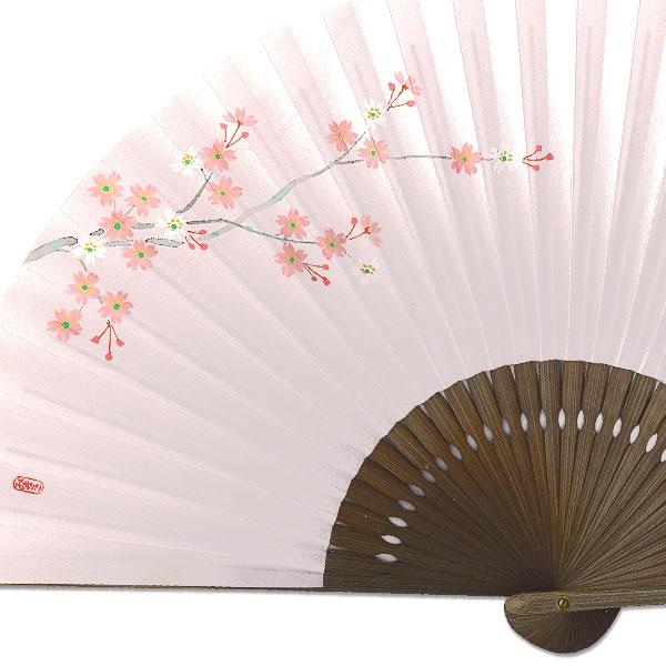 【化粧箱】女性用扇子セット 細工骨 桜花 扇子袋付き/手描き京扇子(Ga02) |  | 02
