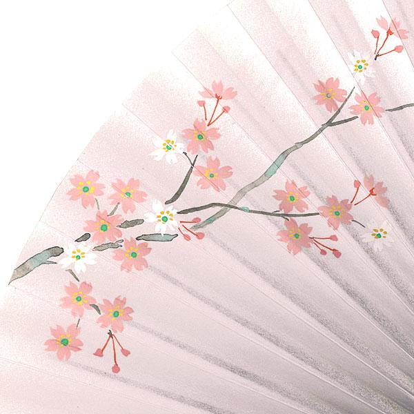 【化粧箱】女性用扇子セット 細工骨 桜花 扇子袋付き/手描き京扇子(Ga02) |  | 03