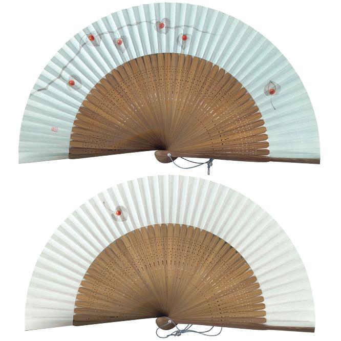 【桐箱】女性用セット扇子 ほおづき 扇子袋 手描き京扇子 (B3502)(Ga03) |  | 05