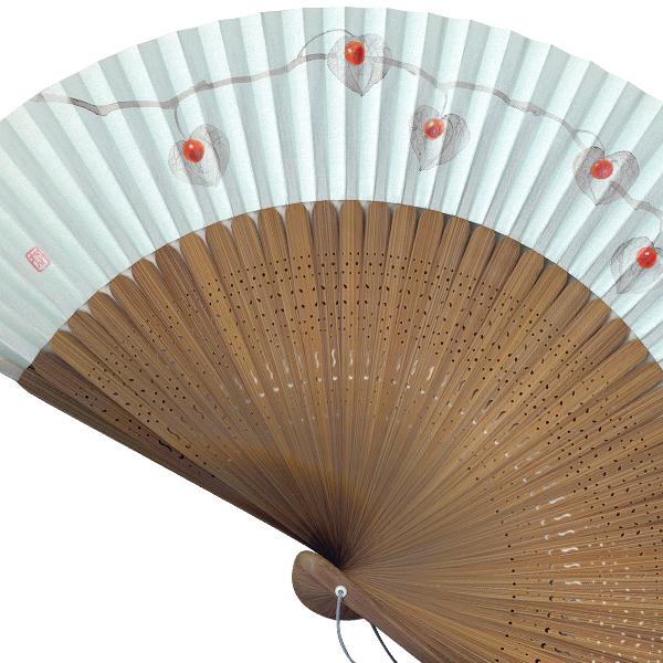 【桐箱】女性用セット扇子 ほおづき 扇子袋 手描き京扇子 (B3502)(Ga03) |  | 08