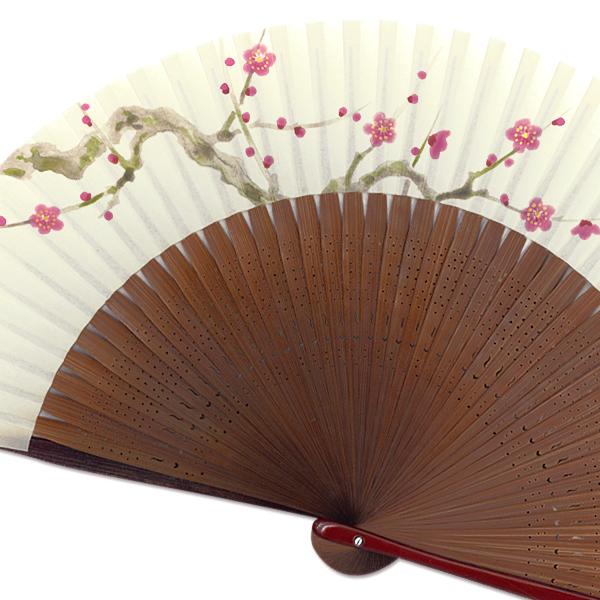【桐箱】女性用セット扇子 梅 扇子袋付き/手描き京扇子(Ga08) |  | 02