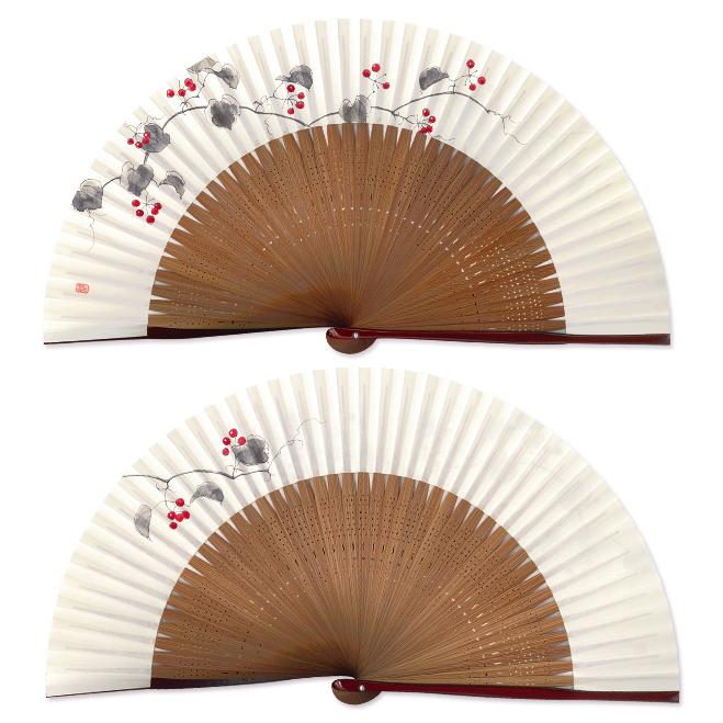 【桐箱】女性用セット扇子 山帰来 扇子袋付き/手描き京扇子(Ga12) |  | 01
