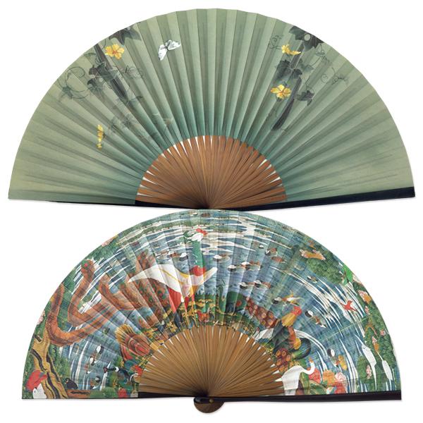 【化粧箱】ペアー扇子/記念日/若冲扇子　樹下鳥獣図屏風(Ia203) | 