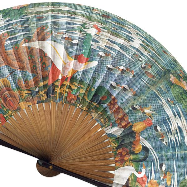 【化粧箱】ペアー扇子/記念日/若冲扇子　樹下鳥獣図屏風(Ia203) |  | 06