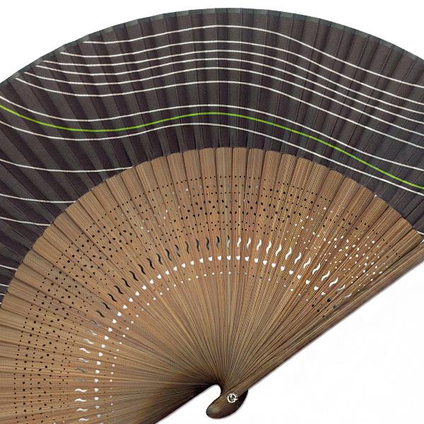 【桐箱】ペアー高級扇子 そよ風 茶 ワイン/布扇子(ia304) |  | 05