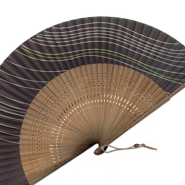【桐箱】ペアー高級扇子 そよ風 茶 ワイン/布扇子(ia304) |  | 06