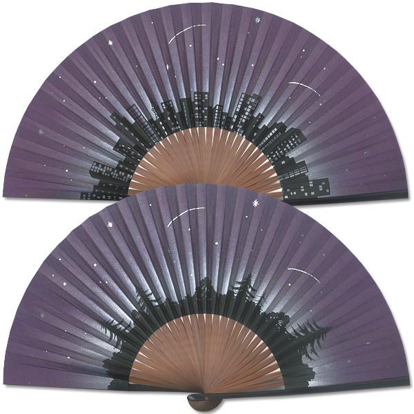 【桐箱】ペアー扇子 森の星空/都会の星空(Ia305) | 