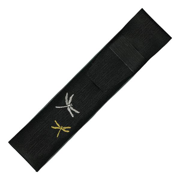 扇子7.5寸用 刺繍扇子袋 黒地 とんぼ 被せ折返し (La700) | 
