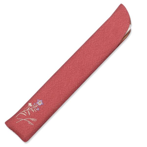 女性用 扇子袋 扇子6.5寸用 チリメン刺繍入　薄青桔梗/ピンク(Lf905) | 