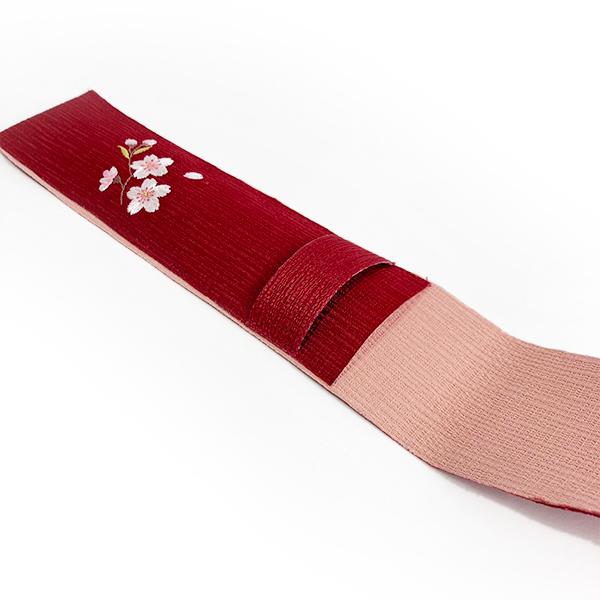 女性用 扇子袋 6.5寸用 被せ刺繍入 臙脂色 桜 (Lf911) |  | 02