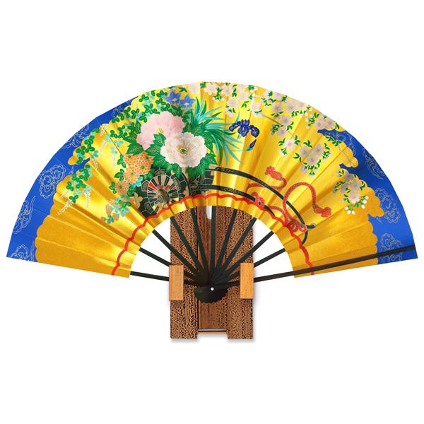 海外お土産京扇子/青雲花車/台付き9寸(Rc005) | 