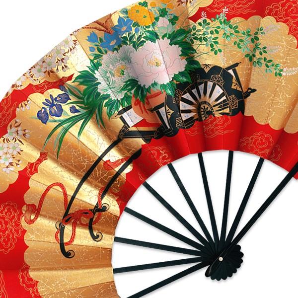 外国へのお土産飾り扇子 9寸花車/ゴマ竹台付き(Rc102) |  | 01