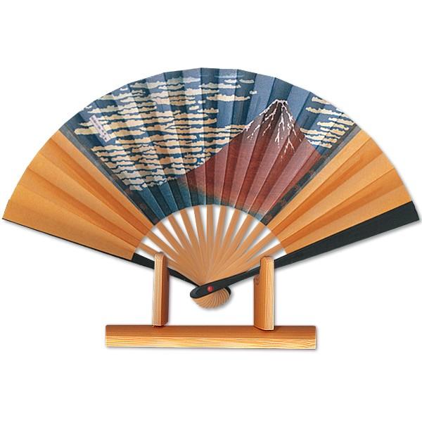 日本のお土産/台付き茶扇/赤富士(Rd009) | 