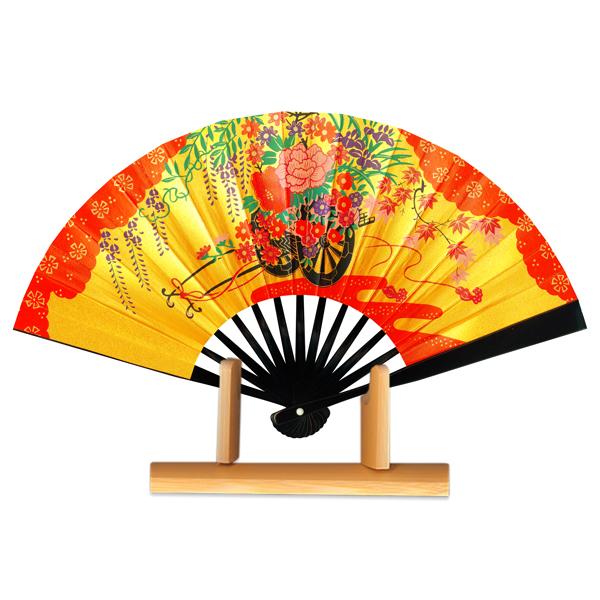 海外向けお土産/台付き茶扇飾り扇子/花車(Rd201) | 