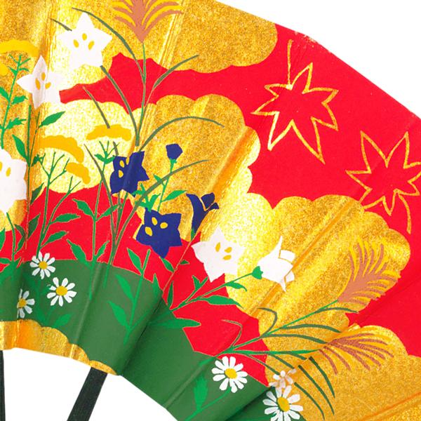 外国へのお土産/豆扇子 秋草　赤【台付きセット】(Rf006) |  | 05