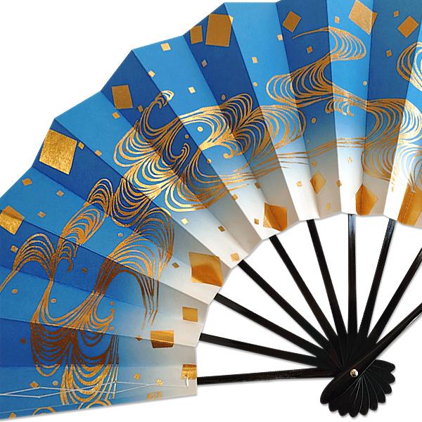 舞扇子 / 流水箔散らし / 青 (Sa006) |  | 01