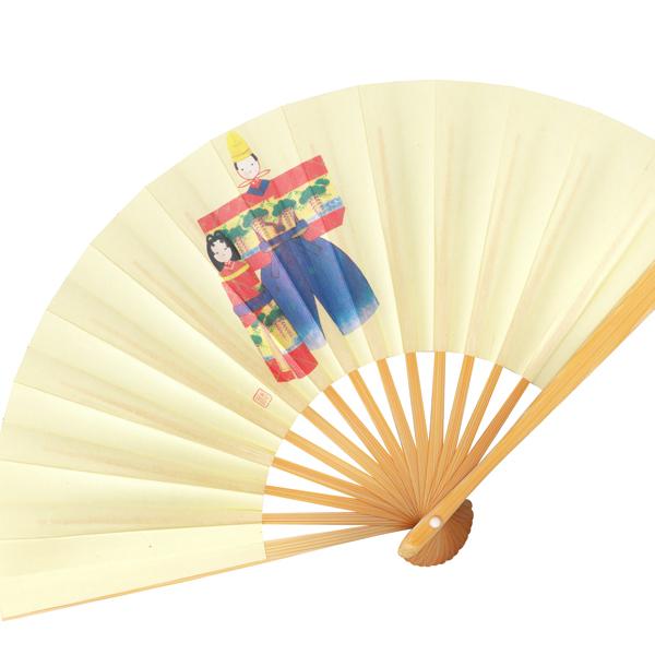 ひな祭り扇子/飾り茶扇台付きセット/白竹たち雛(Ta01) |  | 01
