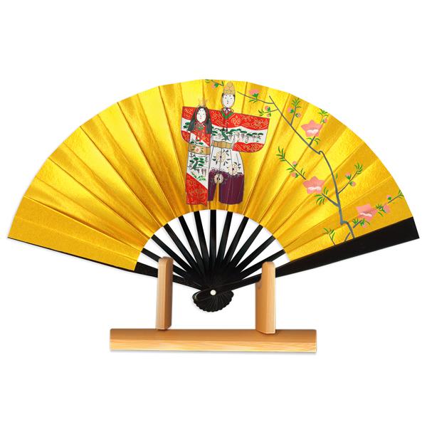 ひな祭り扇子/飾り茶扇台付きセット/黒塗たち雛(Ta02) | 