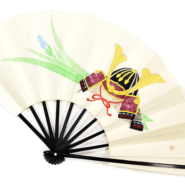 (ひな祭り/兜)飾り扇子/黒染竹両面手描き扇子/ゴマ竹台付き(Ta20) |  | 05