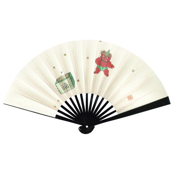 節分扇子 5寸黒塗り茶扇/豆まき鬼/台付き(Tc01) : 扇子司 伊藤常