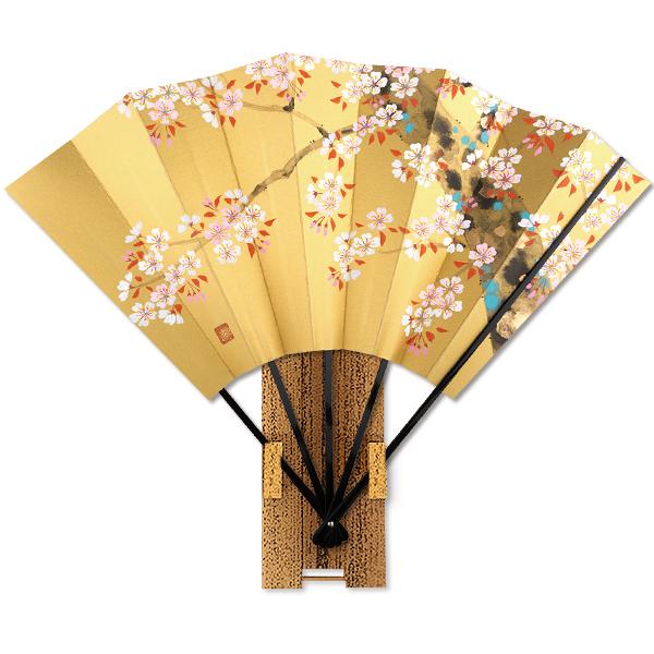 高級飾り京扇子/桜/台付(U112) 桜京扇子
