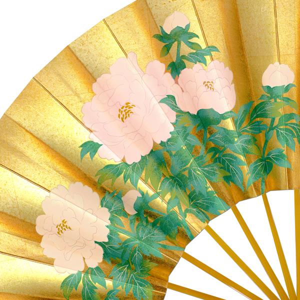 飾り京扇子 高級仕舞扇子 白波に日の出/牡丹(Ub106)の画像