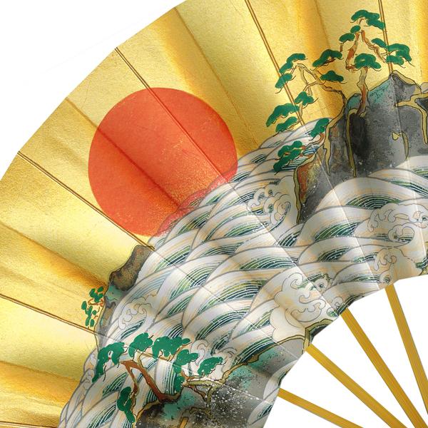 飾り京扇子 高級仕舞扇子 白波に日の出/牡丹(Ub106)の画像