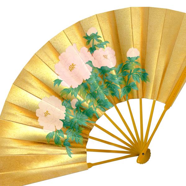 飾り京扇子 高級仕舞扇子 白波に日の出/牡丹(Ub106)の画像