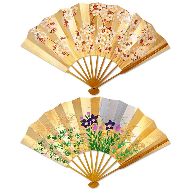 飾り京扇子 高級仕舞扇子　月に秋草/桜(Ub304) |  | 01