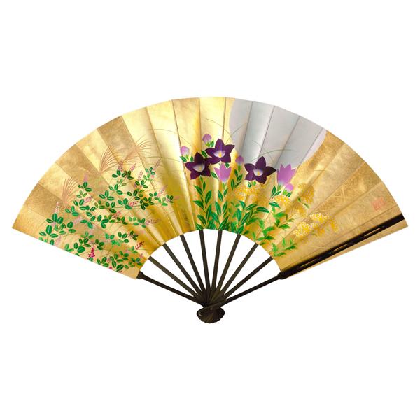 [黒染竹] 飾り京扇子 高級仕舞扇子　月に秋草/桜(Ub305) |  | 01