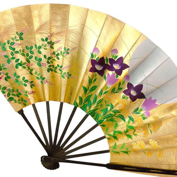 [黒染竹] 飾り京扇子 高級仕舞扇子　月に秋草/桜(Ub305) |  | 06