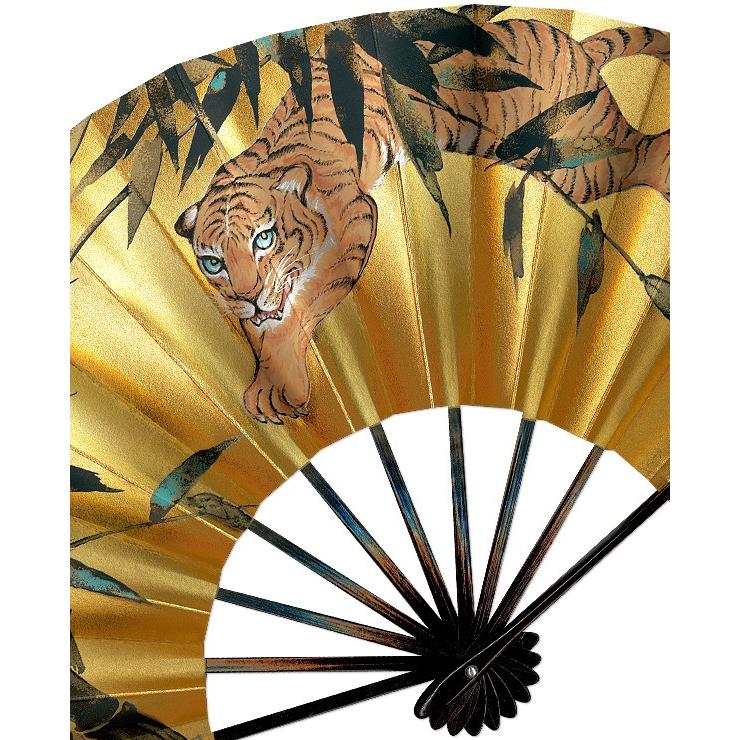 【アンティーク】大扇子 飾り扇 巨大 馬 縁起物 当時物 ビンテージ 和道具 扇子 多幸扇60間親骨黒檀彫刻 0182 虎・龍 | 保赤軒